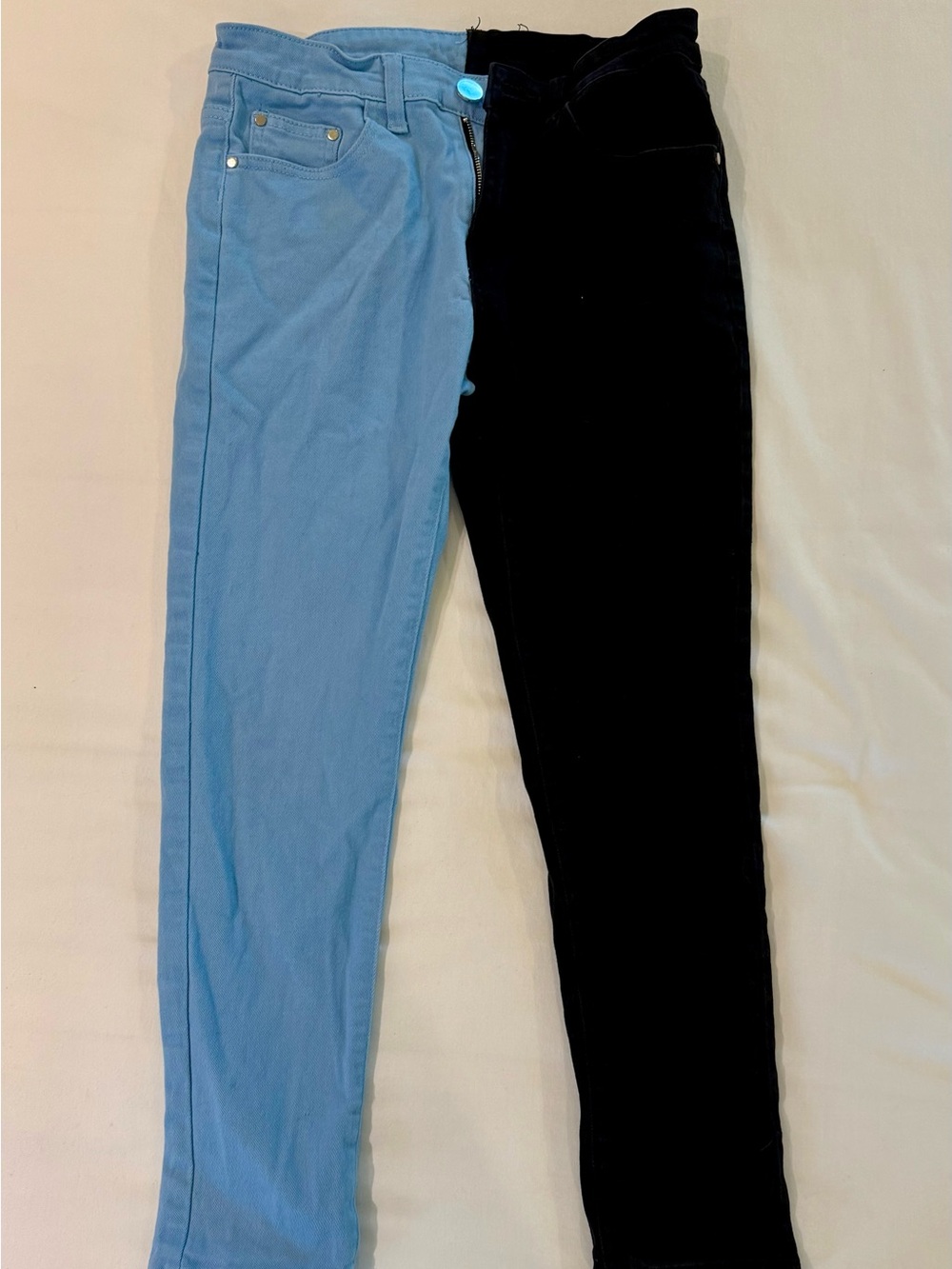 Men's Skinny Jeans - Light Blue and Black Two-Tone